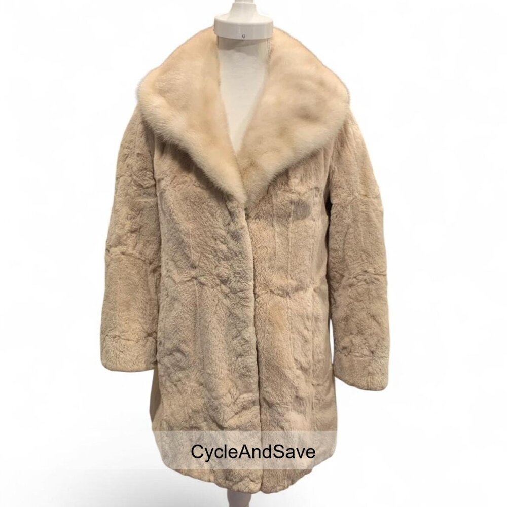 Mink Luxe Tan Fur Collar Coat - Super Warm & Soft Jacket for Stylish Comfort
